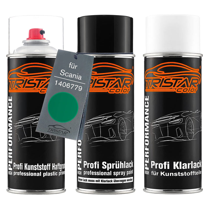 TRISTARcolor Autolack Spray Kunststoff für Scania 1406779 Eucalyptus Green | Sprühdosen-Set für Stos
