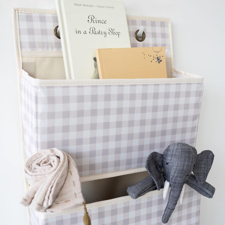 3 Sprouts - Hängeorganizer Tür Organizer - Ideal für Ordnung im Bad und Kinderzimmer - Gingham Beige
