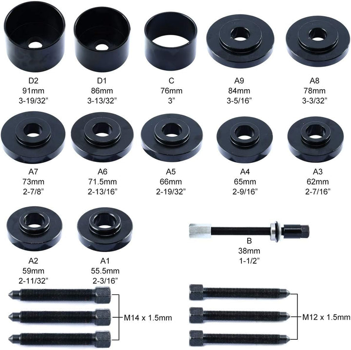 FreeTec 19 TLG. Radlager Werkzeug Set Radlagerwerkzeug Radnabe Abzieher Ausdrücker Montage Demontage