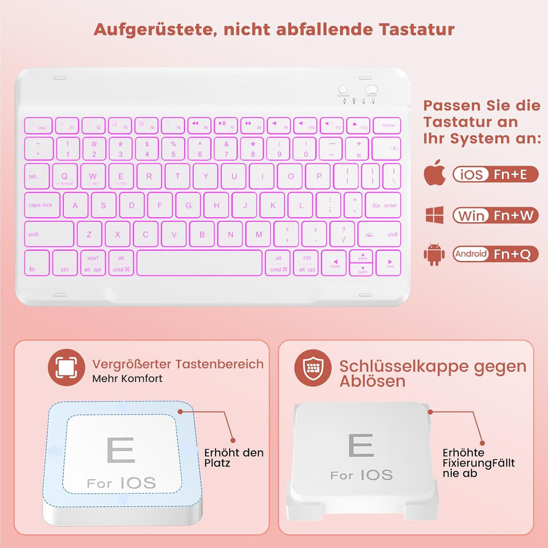 OYEEICE Hülle mit Tastatur für iPad A16 11 Generation 2025/10 Generation 2022 (11/10.9 Zoll), Vergrö