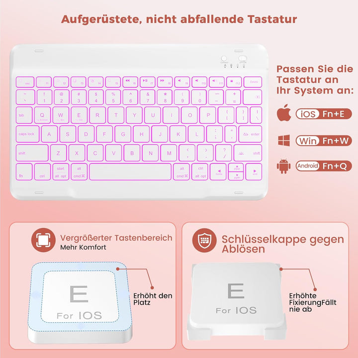 OYEEICE Hülle mit Tastatur für iPad A16 11 Generation 2025/10 Generation 2022 (11/10.9 Zoll), Vergrö