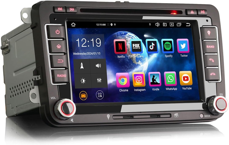 Erisin Android 12 8-Kern 4GB RAM+ 64GB ROM Autoradio Mit GPS Navi für VW Passat Golf 5/6 Touran Skod