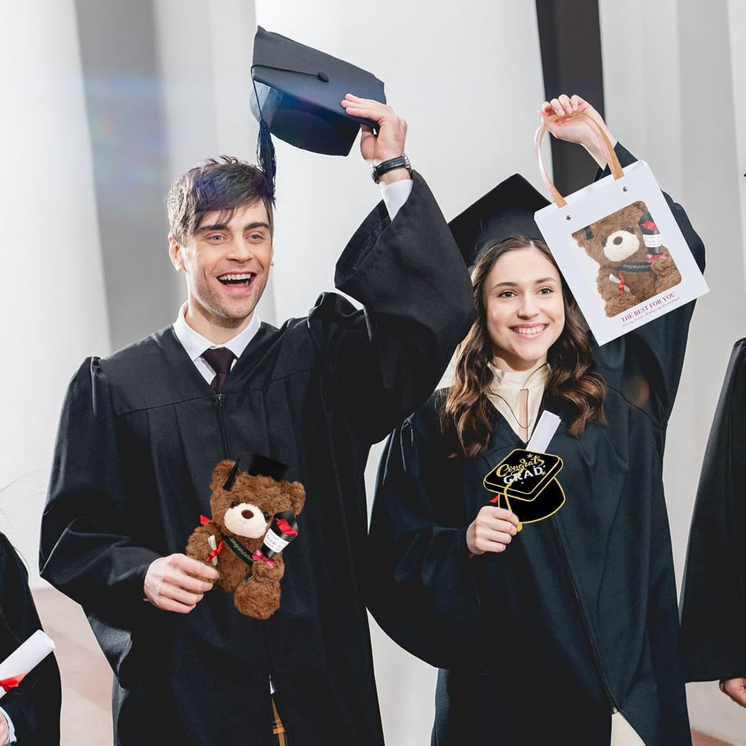 Hpbaggy Teddybär Plüschtier,Examensbär,Teddy Plüschbär mit Diplom und Doktorhut,Bachelor Abschluss G