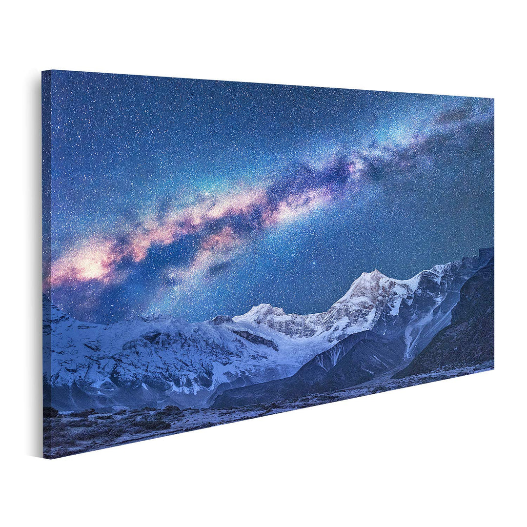 islandburner Bild auf Leinwand Weltraum Milchstrasse Berge Fantastische Aussicht Sternenhimmel Nacht
