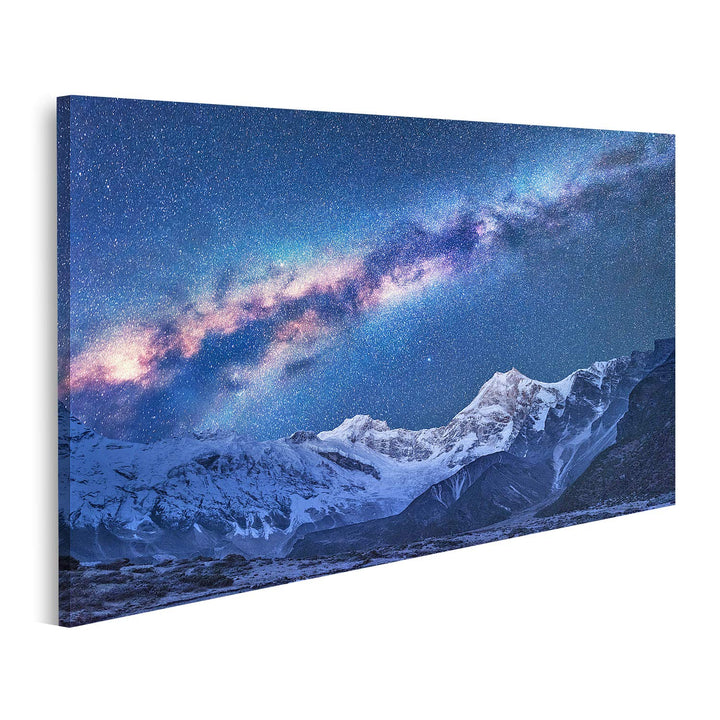 islandburner Bild auf Leinwand Weltraum Milchstrasse Berge Fantastische Aussicht Sternenhimmel Nacht