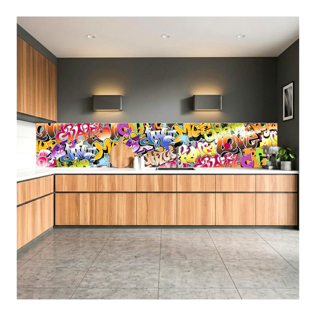 DIMEX Küchenrückwand Folie selbstklebend Graffiti | Klebefolie - Dekofolie - Spritzschutz für Küche