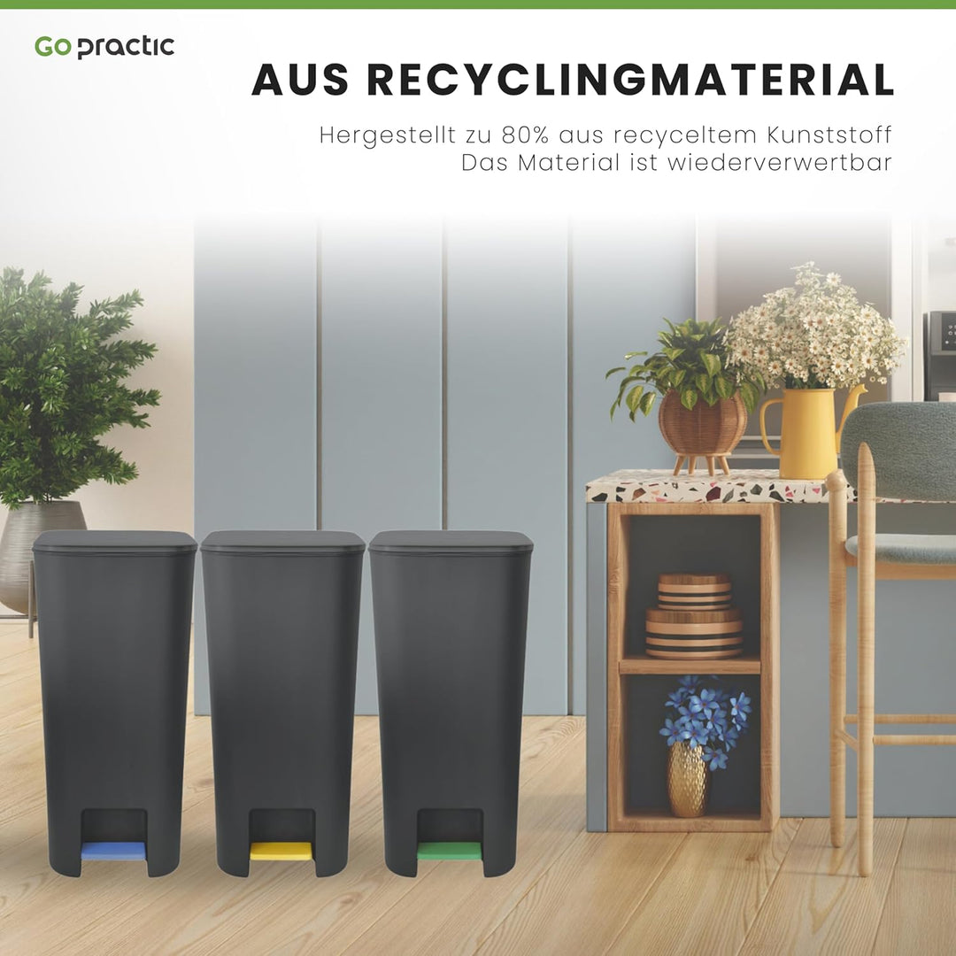 Go Practic Mülleimer Küche Mülltrennsystem 4x 40 L Mit Softclose Deckel Pedal Rollen Abfalleimer Mül