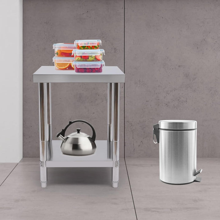 Servierwagen Grosser 2-Tier 60 * 60 * 80cm Edelstahl Gebrauchswagen Küchenwagen mit Anti-Rutsch-Fuss