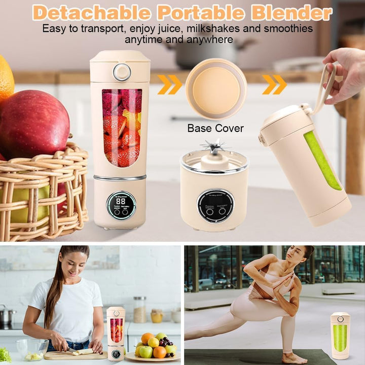 Tragbarer Mixer, 700 ml Mixer Smoothie, Mini-Standmixer mit 12 Edelstahlklingen und Digitalanzeige,