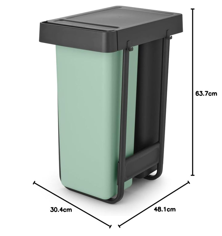 Brabantia Sort & Go Ausziehmülleimer | 2 x 30 l Einbaumülleimer für die Unterschranktür | Integriert