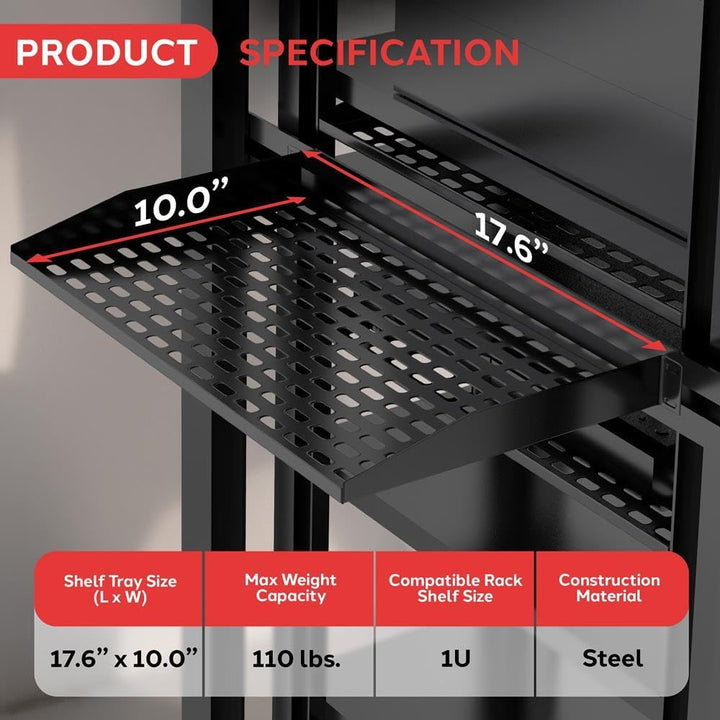 Pyle 2-Pc 1U Server Rack Shelf, Vented Shelves for Good Air Circulation, Cantilever Mount, Wall Moun