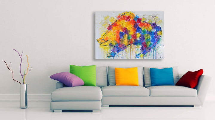Monica Mirafiori I 100% HANDGEMALT I Gemälde Stier 90x60cm | Gemälde Handgemalt | Acrylgemälde | Seh