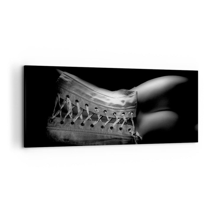 Wandbilder Dekoration Wohnzimmer Weiblicher Körper Leder Korsett Frau Bilder auf Leinwand 120x50cm L