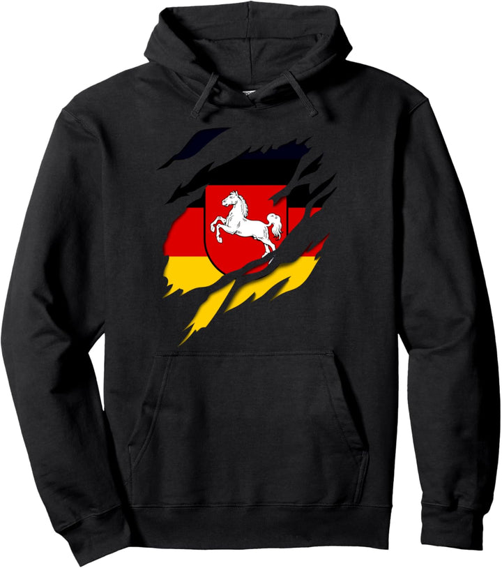 Land Niedersachsen Deutsche Fahne und Wappen Pullover Hoodie