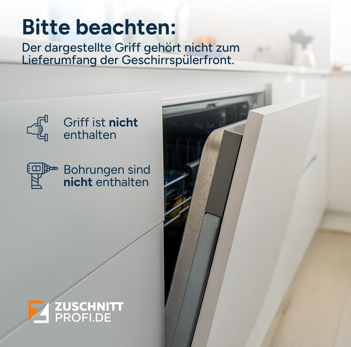 Dekor-Geschirrspülerfront 19mm vollintegriert oder teilintegriert, fugenlose Kanten, passend für all