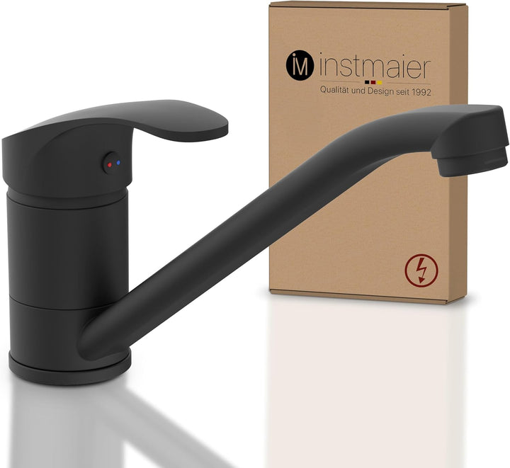 instmaier K1 Küchenaramtur Niederdruck | Schwarz matt | Wasserhahn Küche | Niederdruck Spültischarma