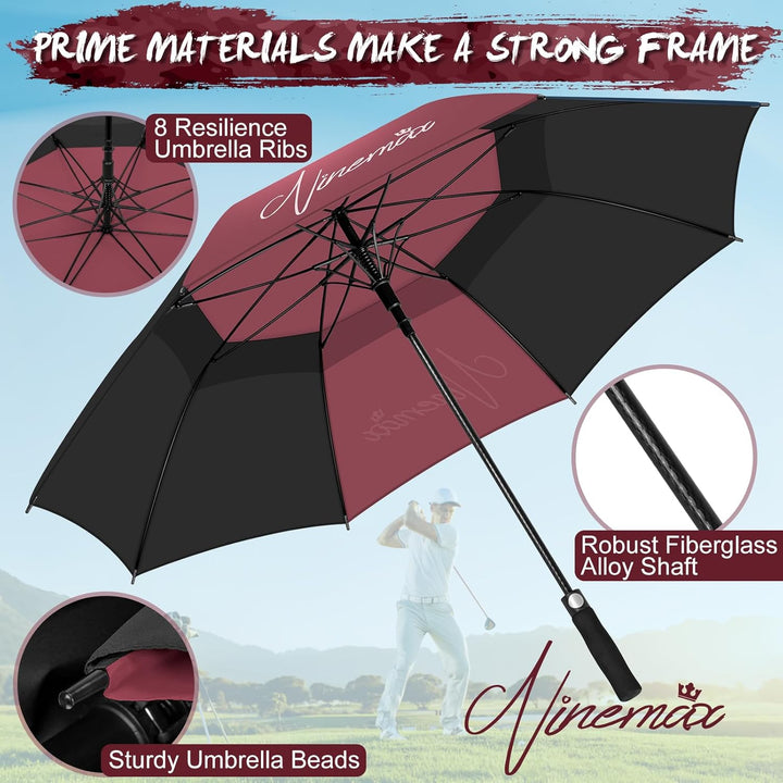 NINEMAX Golfschirm Gross 62/68 Inch Golf Regenschirm Sturmfest Automatik Öffnen Golf Regenschirm Dop