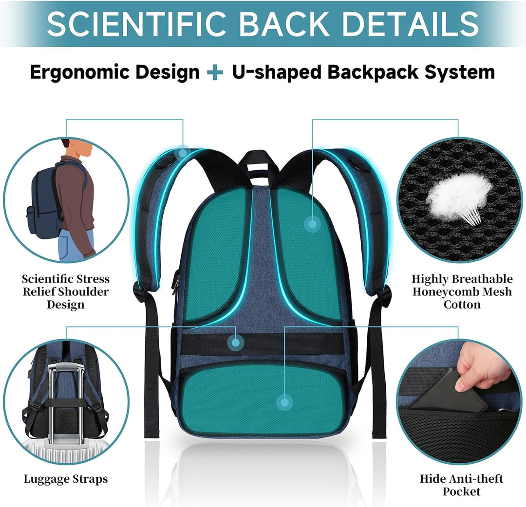 Rucksack Herren Gross, Laptop Rucksack Wasserdicht 17,3 Zoll Schulrucksack Laptoptasche mit USB Lade