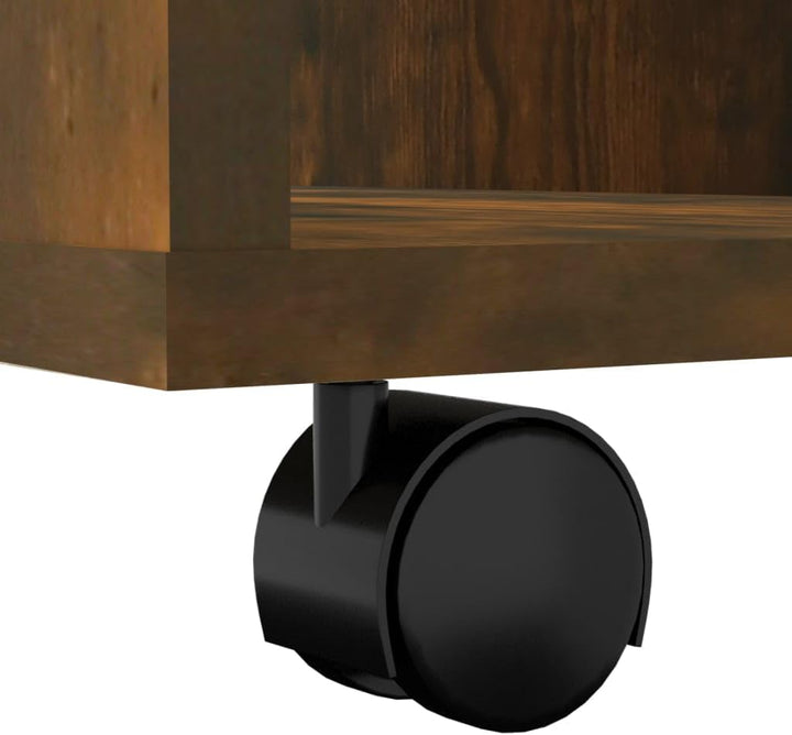 Rollschrank Räuchereiche 60x53x72 cm Holzwerkstoff Rollcontainer mit Regalen Mobiler Aktenschrank mi