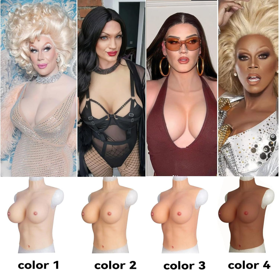 YAPOKCDS Silikon Brustplatte Fake Brüste Brust Formen Hohe Kragen Stil C-H Cup für Transgender Cross