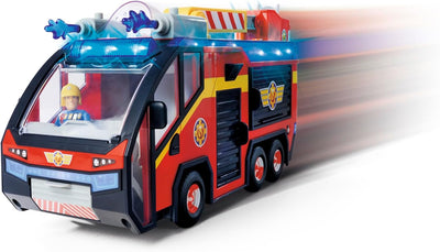 Simba 109252595 Feuerwehrmann Jupiter, Feuerwehrauto, Sam und Radar Figur, Leuchteffekte, Sirene, Dr