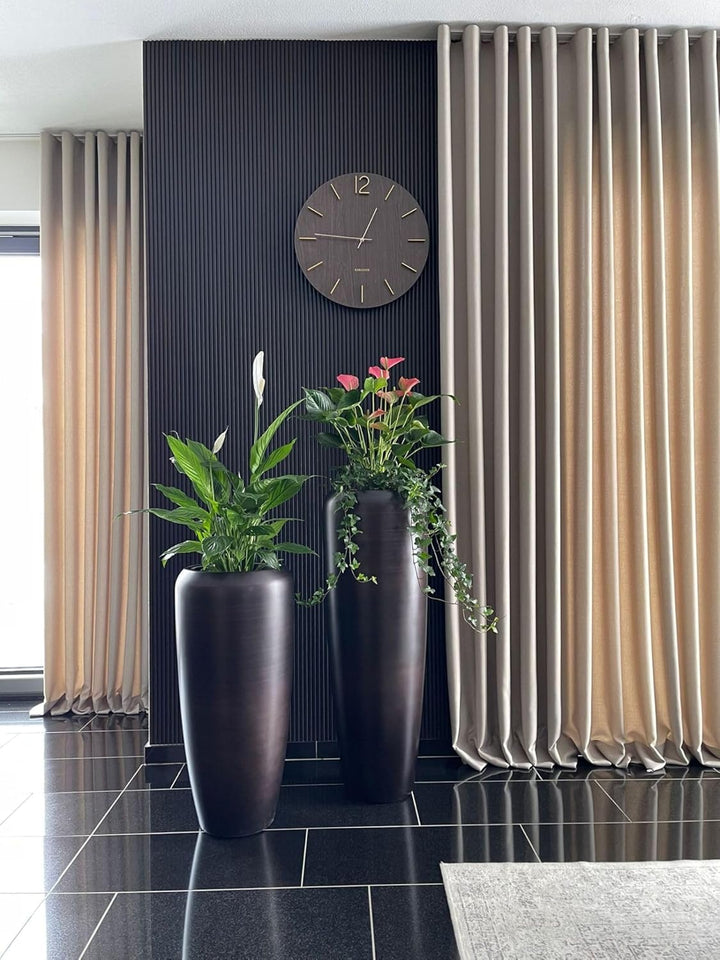 VIVANNO Pflanzkübel Pflanzgefäss Bodenvase exklusiv CAVITA Schwarz Braun Seidenmatt (75x34) Schwarz