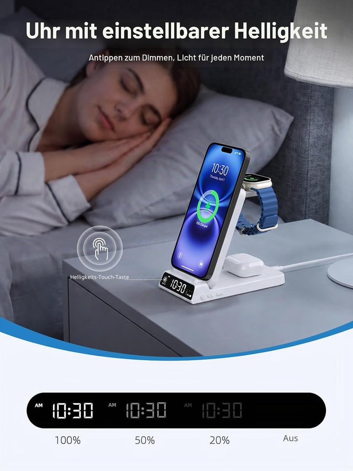 Mag-Safe Ladestation für Apple Watch und iPhone, 3 in 1 Induktive Ladestation ladegerät für iPhone 1