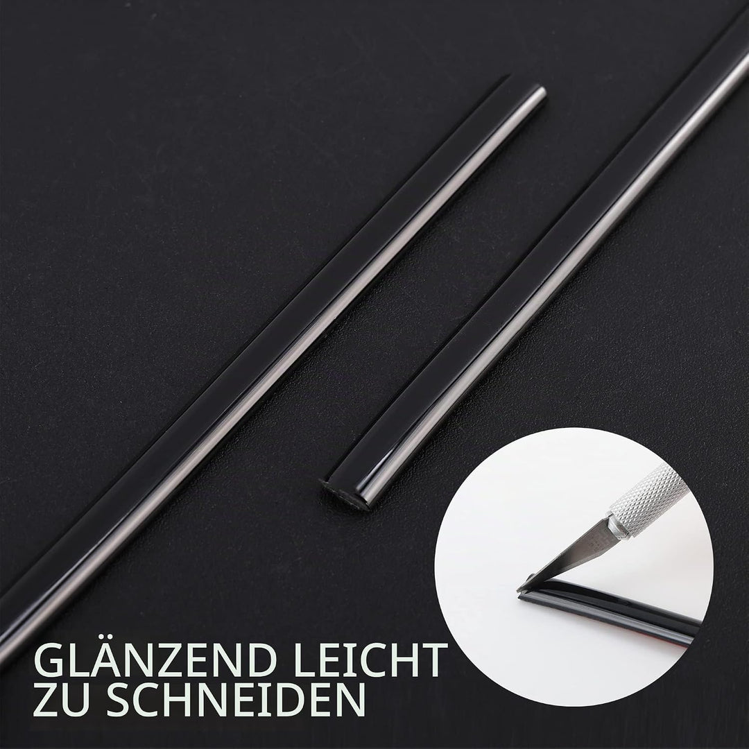 10m Schwarz Zierleiste, abziehen und aufkleben, flexible Spiegel, Wand, Decke, Boden, Schrank, Flies