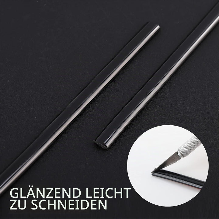 10m Schwarz Zierleiste, abziehen und aufkleben, flexible Spiegel, Wand, Decke, Boden, Schrank, Flies