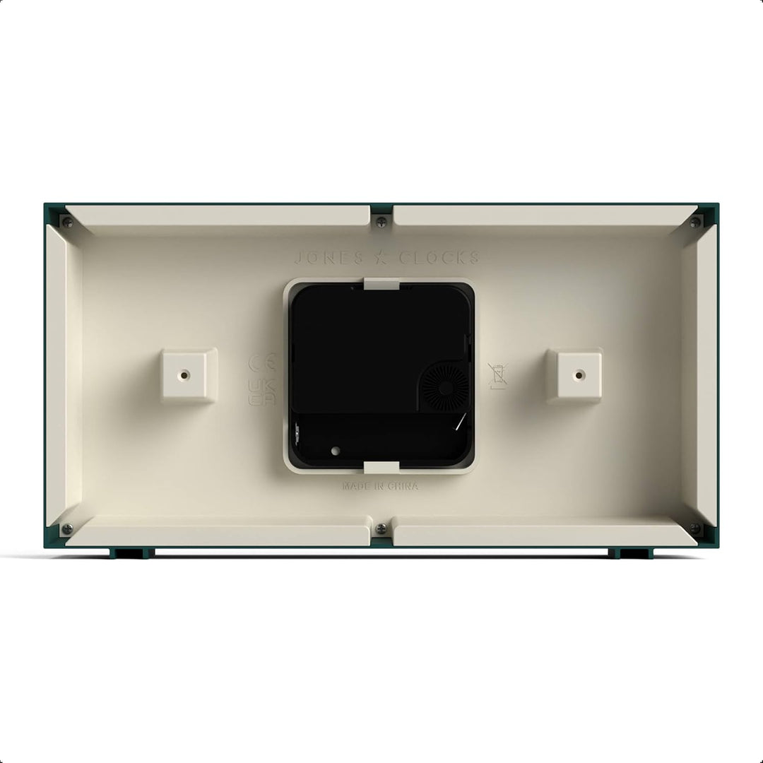 JONES CLOCKS® Schreibtischuhr 'Odeon' – modernes rechteckiges Design in Grün, stilvoller Retro-Look