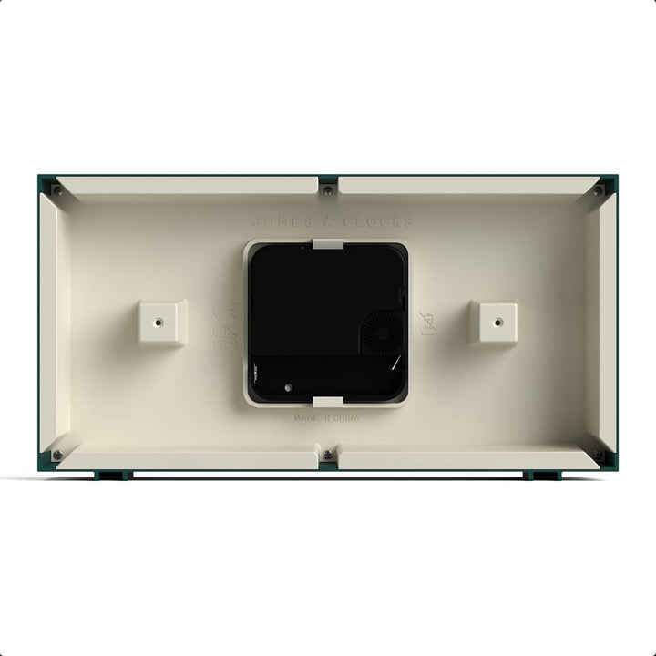 JONES CLOCKS® Schreibtischuhr 'Odeon' – modernes rechteckiges Design in Grün, stilvoller Retro-Look