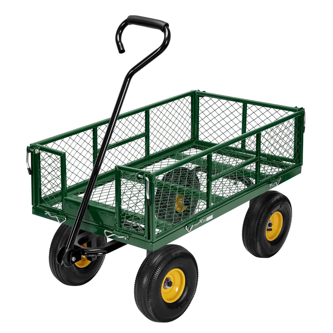 VIVOHOME Gartenwagen mit Abnehmbaren Seiten und Luftreifen, Belastbarer Transportwagen bis 400kg mit