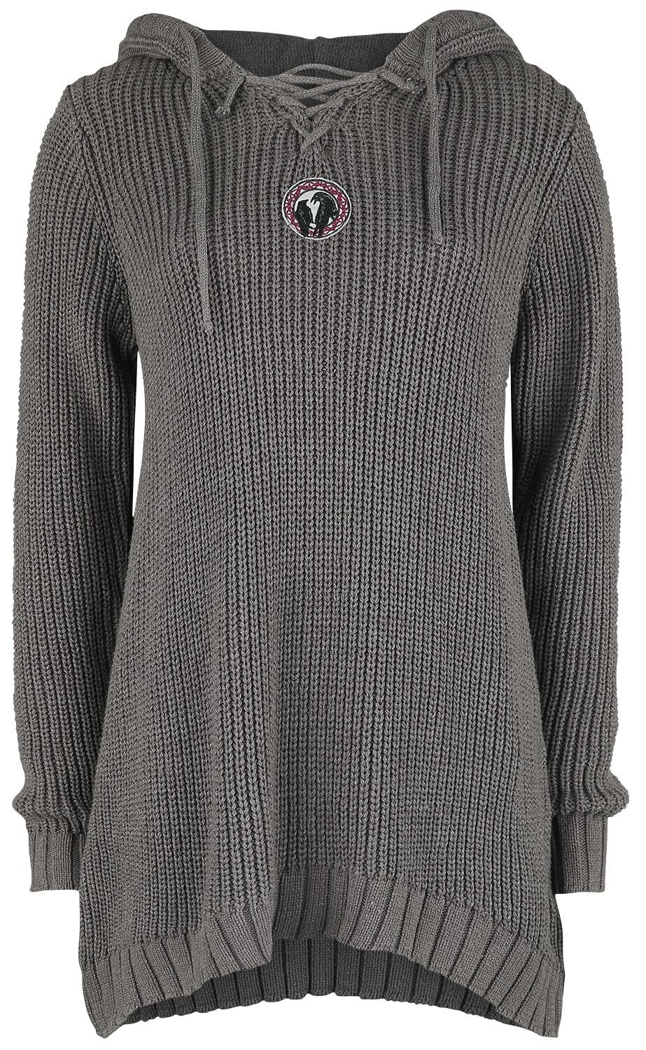 Black Premium by EMP Damen Strickpullover mit Kapuze und Schnürung XL Beige, XL Beige