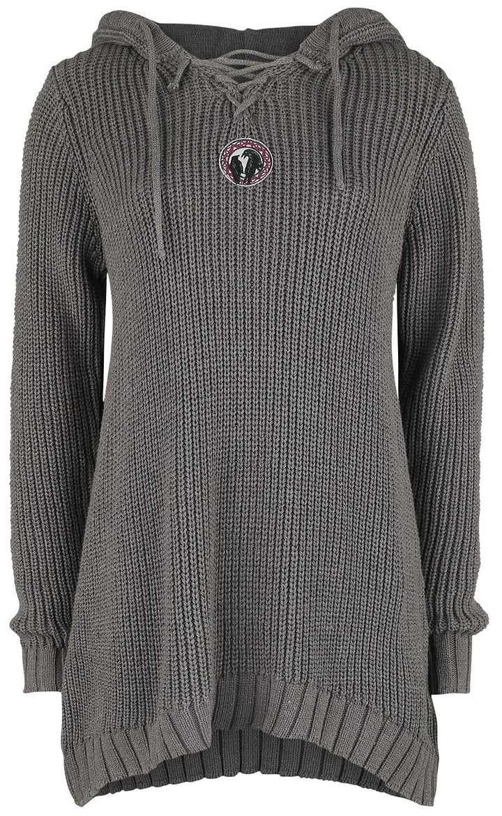 Black Premium by EMP Damen Strickpullover mit Kapuze und Schnürung XL Beige, XL Beige