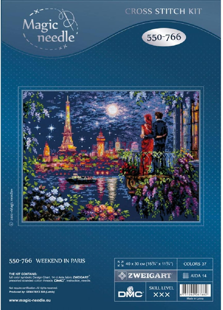 Magic Needle 550-766 ZW Wochenende in Paris Kreuzstichset mit Zählmuster Zweigart Edition, Baumwolle