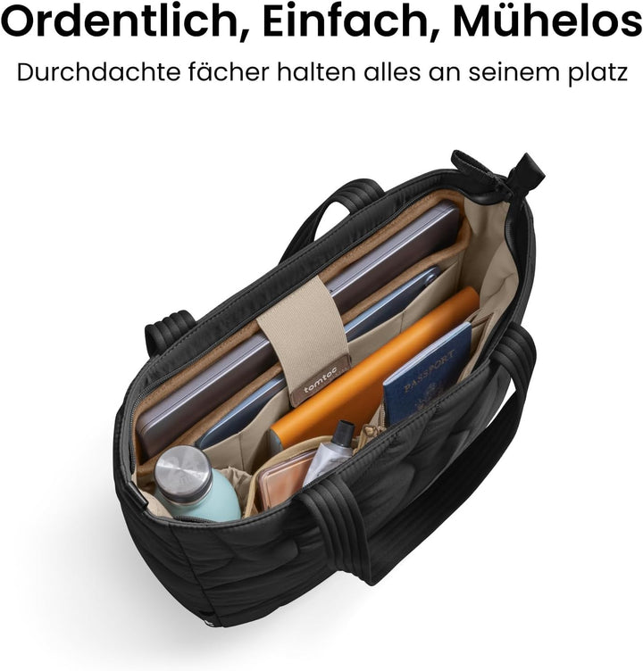 tomtoc Puffer Laptop Tragetasche für Damen, 17,5L Tote Bag für 15,6 16 Zoll Laptop, Leichte Schulter