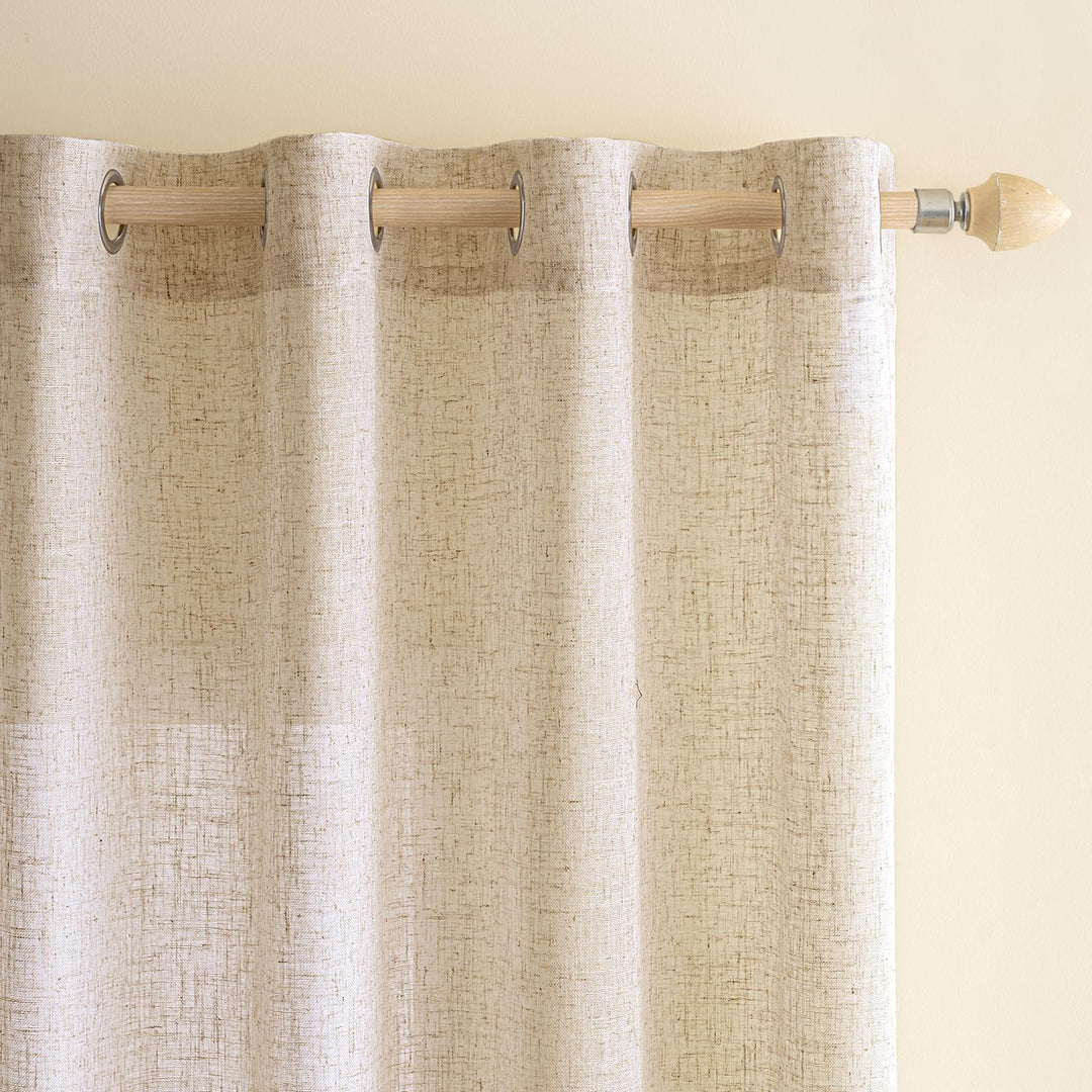 EMEMA Gardinen Vorhänge Leinenvorhang mit Ösen Voile Vorhang Leinenoptik Modern Halbtransparent für