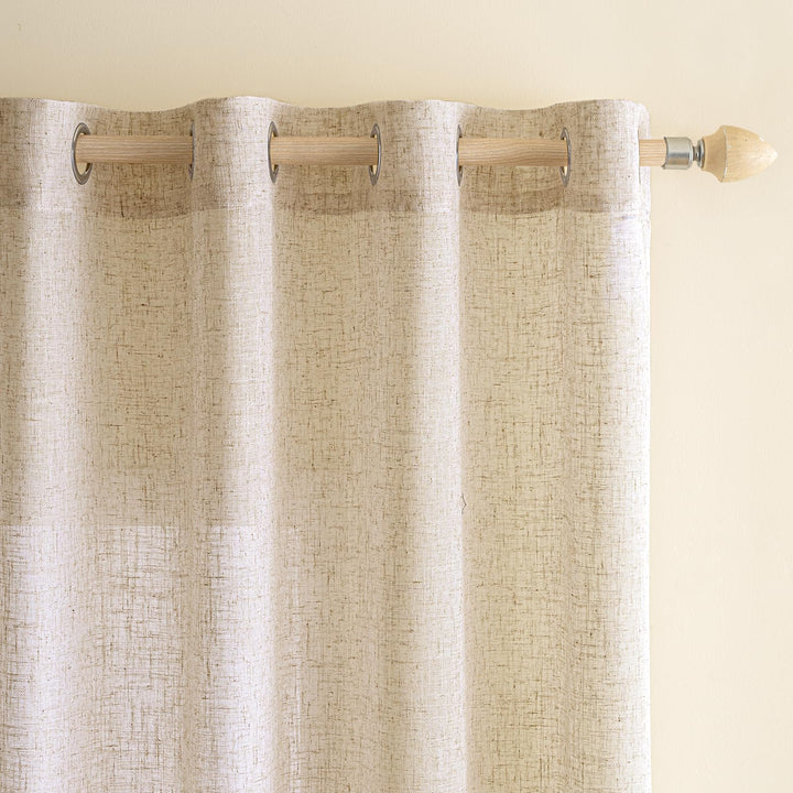 EMEMA Gardinen Vorhänge Leinenvorhang mit Ösen Voile Vorhang Leinenoptik Modern Halbtransparent für