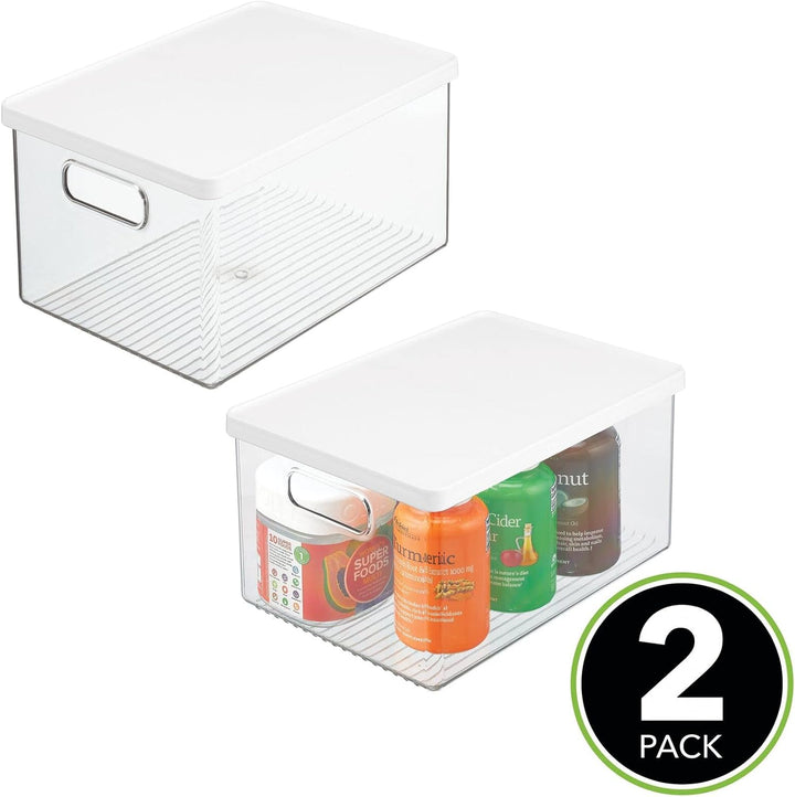 mDesign 2er-Set Badezimmer Organizer – praktische Aufbewahrungsbox aus Kunststoff mit Deckel – stape