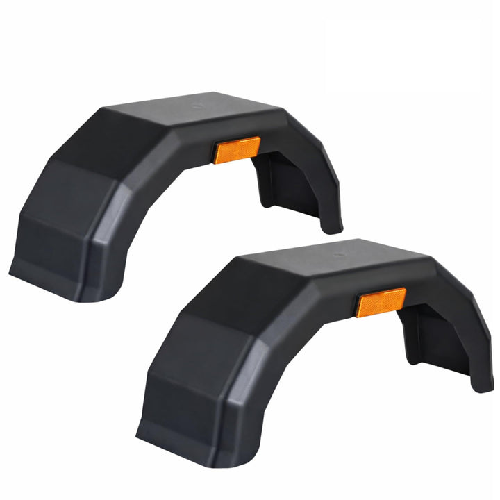 2X Anhänger Kotflügel 620x250x180mm – Schutzblech Kunststoff Schwarz mit Reflektor – Beidseitig mont