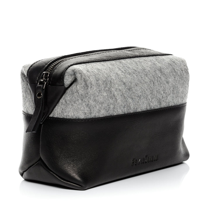 FEYNSINN Berlin Kulturtasche Herren Oslo aus Filz &amp; Leder I Waschtasche gross für Herren und Damen I
