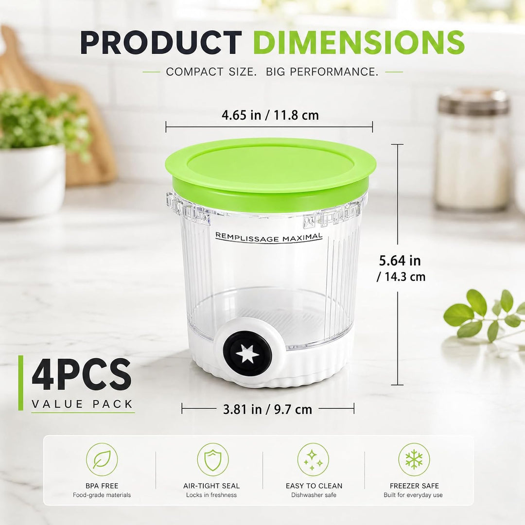 4 Stück Eiscreme Behälter Set für Ninja Creami, Ersatz Pint Container mit Deckel für NC700 NC701 Mod