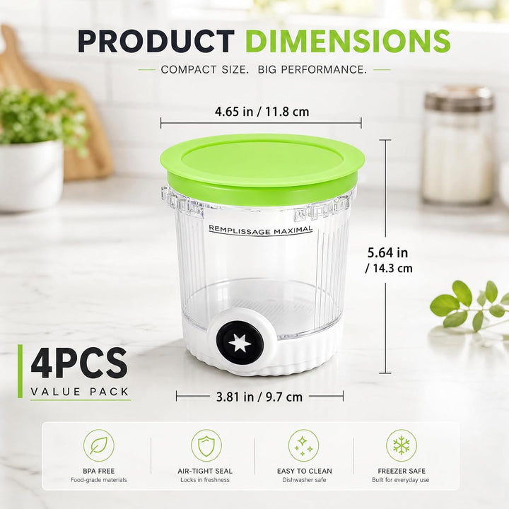 4 Stück Eiscreme Behälter Set für Ninja Creami, Ersatz Pint Container mit Deckel für NC700 NC701 Mod