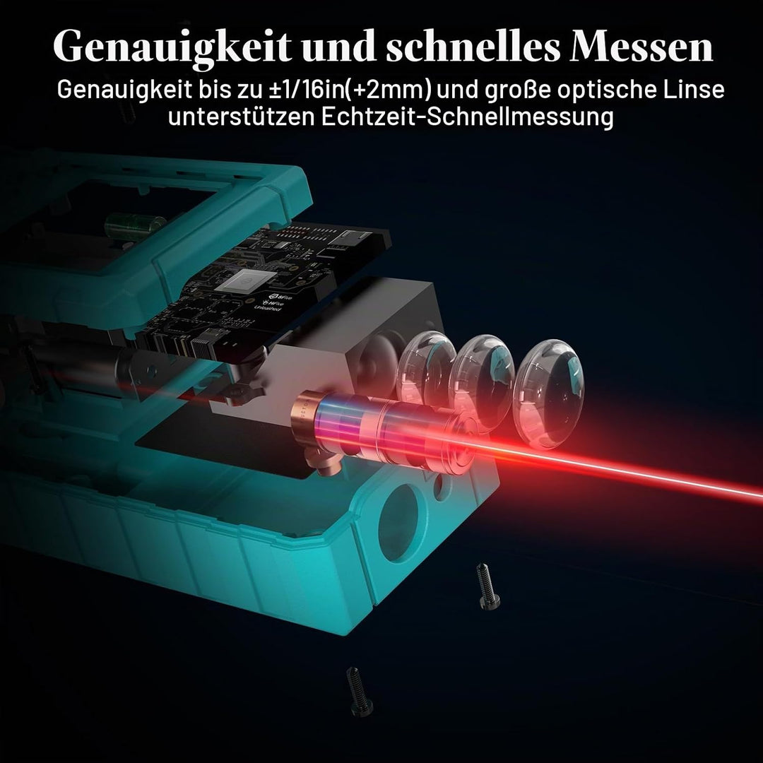 Laser Entfernungsmesser Hohe Genauigkeit, 100 m, Kiprim LD100E, Laser-Massband, Kompaktes Laser-Mess