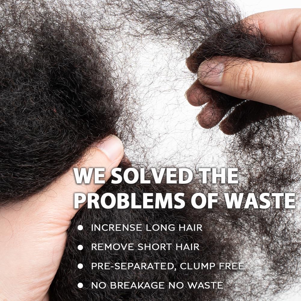 FASHION IDOL Afro Kinkys Bulk Echthaar für Dreadlock Extensions 12 Zoll 1 Packung 50 Gramm Natürlich