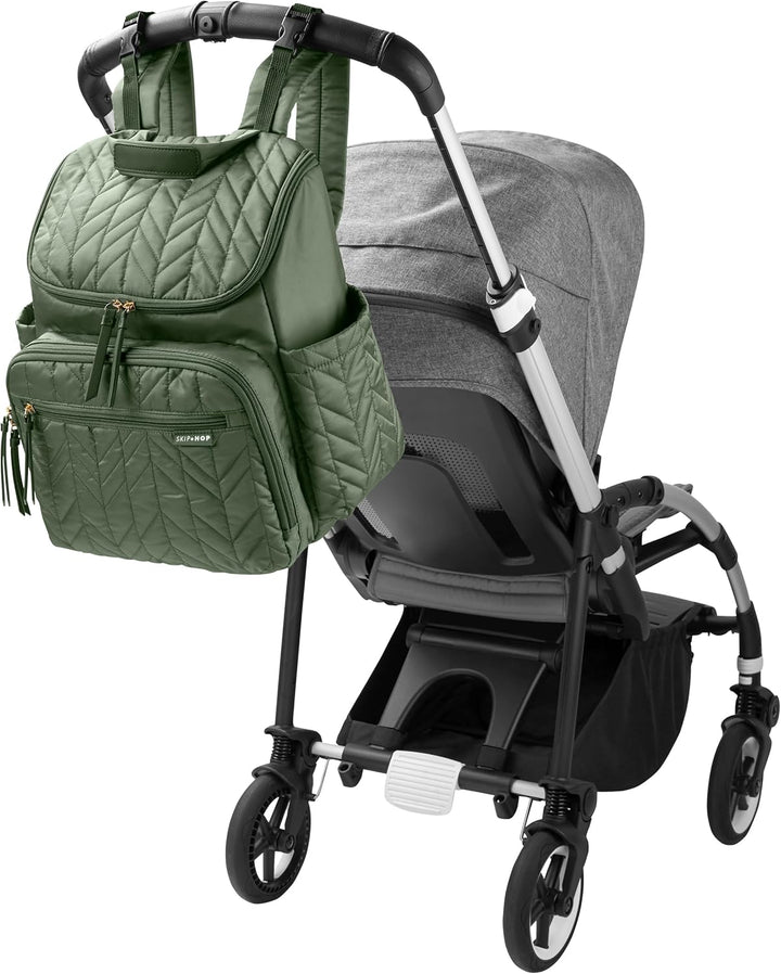 Skip Hop Forma Wickeltasche, Rucksack für Mutter und Vater, grosses Fach mit zwei Packwürfeln, gepol