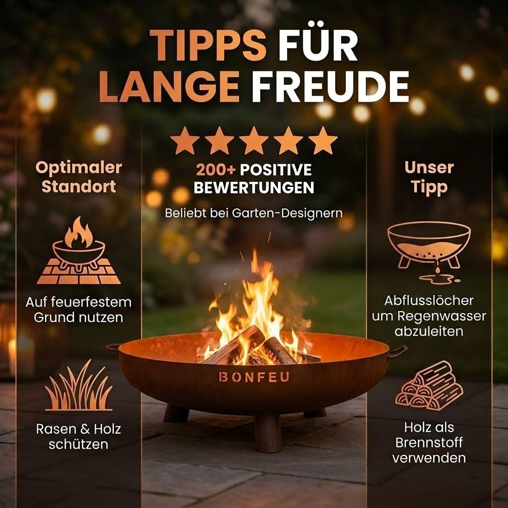 BonFeu BonBowl Plus Feuerschale 100 cm Durchmesser - Feuerschalen für den Garten - Feuerstelle Outdo