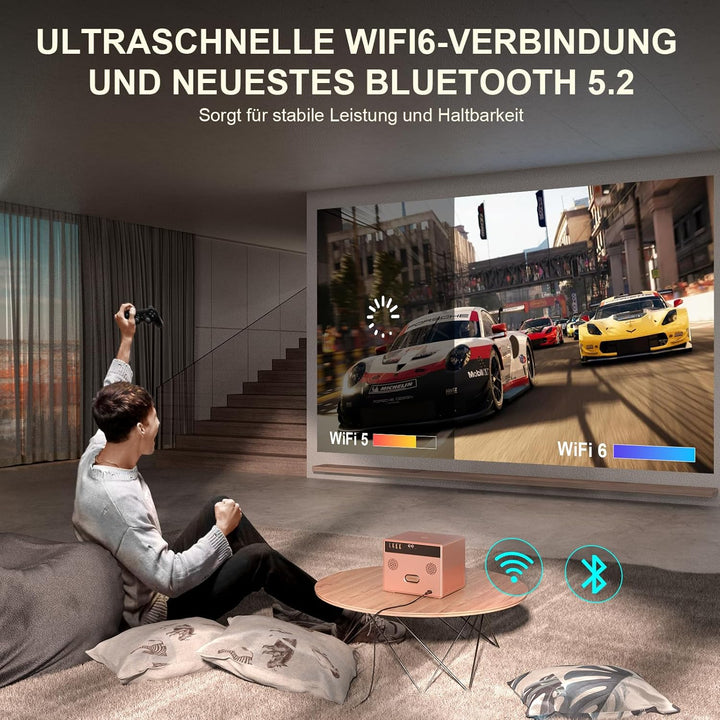 [Staubdichtes Design & 2,2 Lautsprecherkanäle] Beamer 4K 25000L Autofokus/Trapezkorrektur, Dualer 36
