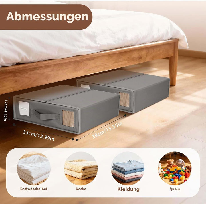 4 Stück Bettwäsche Organizer Mit Sichtfenster Und Etikett, Linen Bed Sheet Organiser Box, Faltbarer