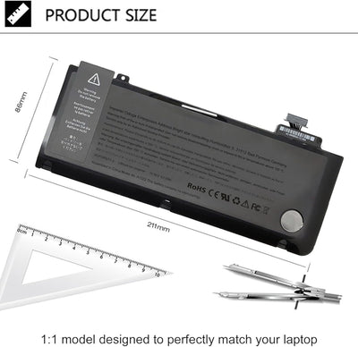 10.95V 63.5Wh Ersatz Akku A1322 für Pro 13" A1322 (A1278 Mid-2009, Mid-2010, Early-2011, Late-2011,M